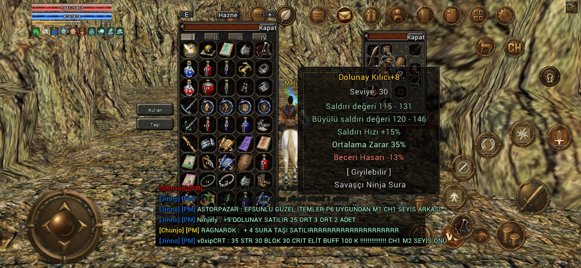 +8 35 ort yan efsunsuz dolu