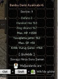 +6 BAMBU AYAKKABI 1.5K HP 8 KRİTİK