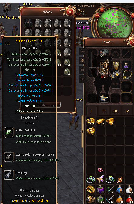 FULL+FULL LYCAN İTEMLERİ SATILIR
