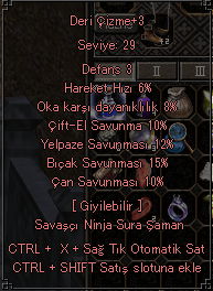 DERİ ÇİZME 10 ÇİFTEL 12 YELPAZE 15 BIÇAK 10 ÇAN 4 EFSUN