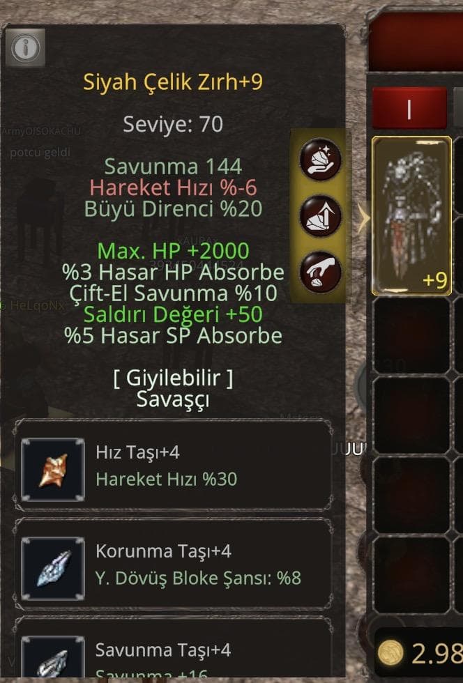 +9 Siyah Çelik Zırh