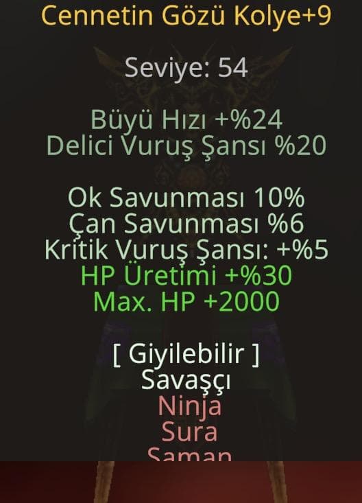 +9 Cennetin Gözü Kolye
