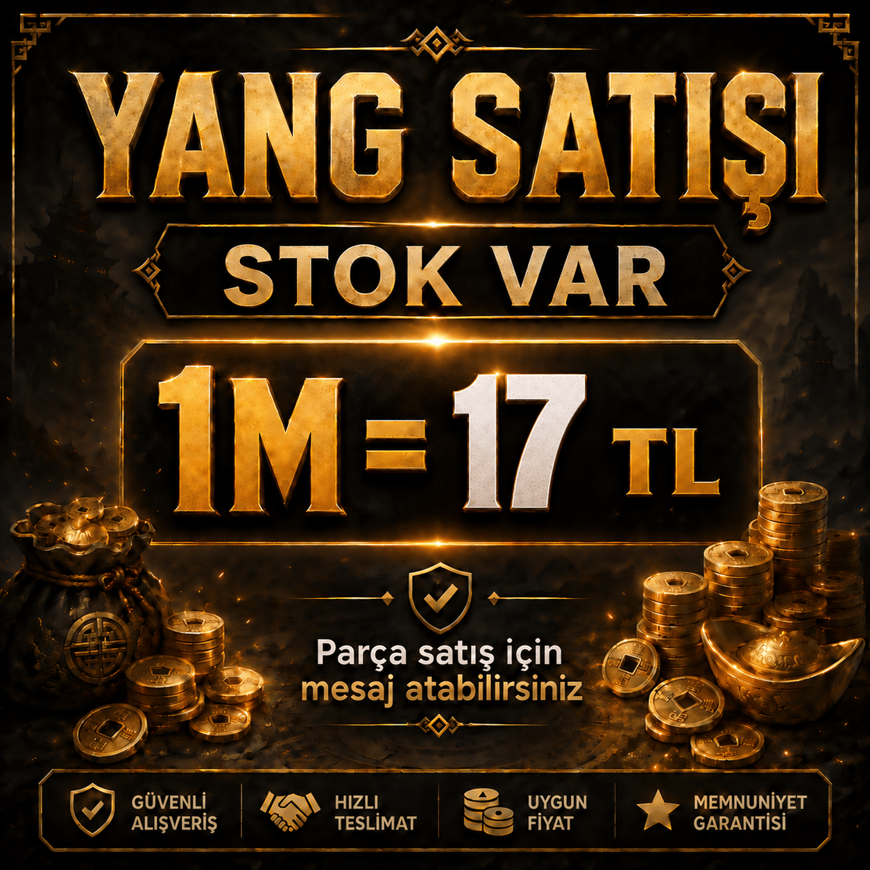 100 M 1700 TL (1M 17 TL PARÇA SATIŞ VAR)