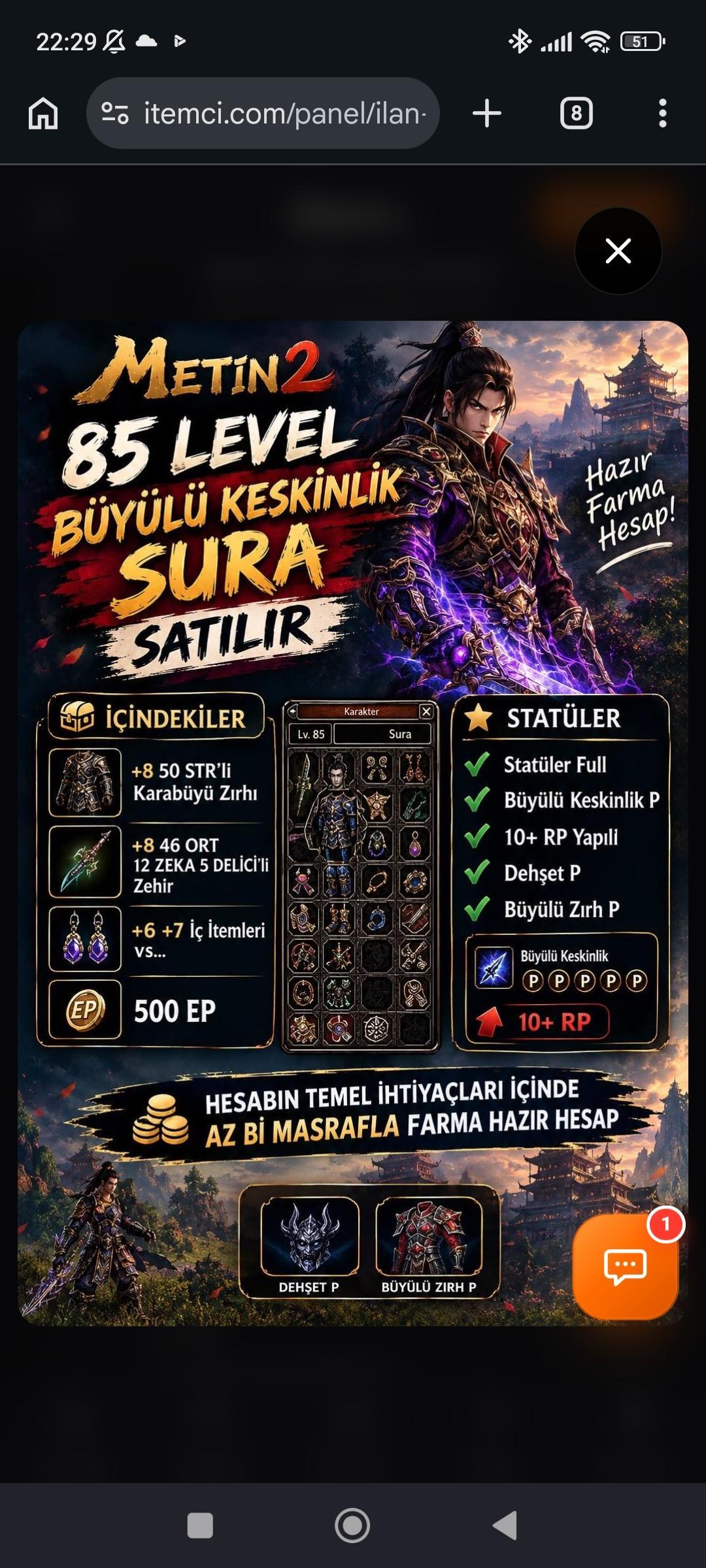 85 LEVEL SURA YANINDA 72 LEVEL SAVAŞCIDA VAR FOTOLARA-AÇIKLAMAYA BAK