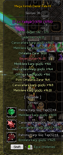 75 Bedensel 79 K Hasar Nesnesiz Süreli İtem Yok