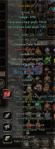 +9 KİN KILICI +5 FARM TAŞLI FULL EVRİM 26FARM HASAR