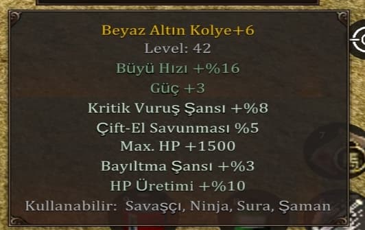 1.5k hp 8 kritik 10 hpüretimi+güç kolye