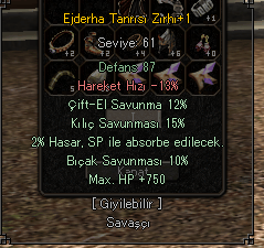 EJDERHA TANRISI ZIRH (37 SAVUNMA) - (HIZLI TESLİMAT)