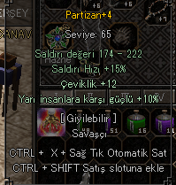 PARTİZAN 10 YARI 12 ÇEVİKLİK 2 EFSUN (HIZLI TESLİMAT)