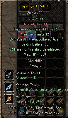 SİYAH ÇELİK +9 1000 HP 50 STR  5 HP ABZORBE (HIZLI TESLİMAT)
