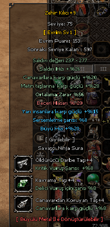 +9 56 ORT ZEHİR YARI 15 SERSEM BÜYÜ HIZI