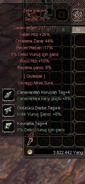 44 ORT DELİCİLİ ZEHİR KILICI ACİL SATILIK. FULL +4 TAŞLI