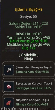 OYUN SONU EJDERHA BIÇAĞI TAM ORAN