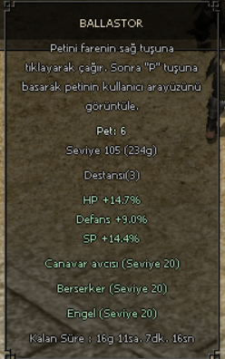 105 LV ALASTOR PET FUL KİTAP 234 GÜN = 250 TL