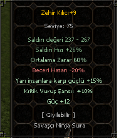60 ORT / YARI-KRİTİK-GÜÇ / ZEHİR KILICI