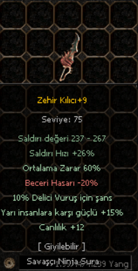 60 ORT / YARI-DELİCİ-CANLILIK / ZEHİR KILICI