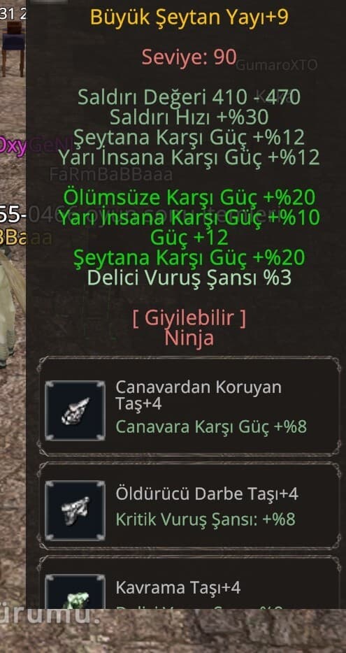 Büyük şeytan yayı +9 4 taşlı