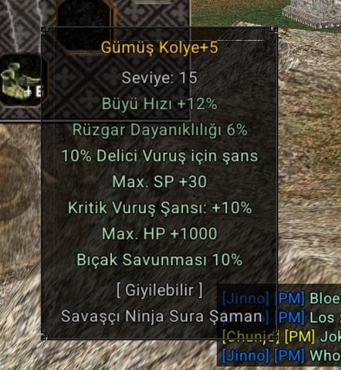 Kolye 10 kritik 10 delici 1000 hp 10 bıçak