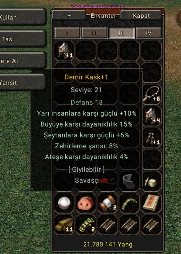 Kask 10 yarı 15 büyü 8 zehirleme TURNUVALİK
