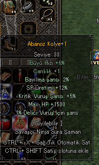 ABANOZ KOLYE 1.5K HP 5 KRİTİK