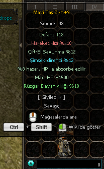 +9 MAVİ TAŞ ZIRHI