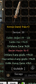 30 ORTALAMA KIRMIZI DEMİR PALA