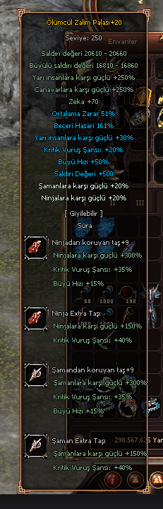 2 TANE +20 SURA ELİ 1 TANE +20 ZIRH TEK TEK DE SATILIR TEKLİFF