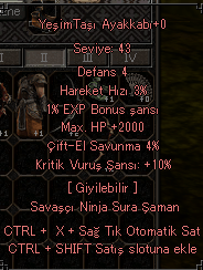 10 KRİTİK - 2000 HP - EXP VEREN AYAKKABI TEKLİF