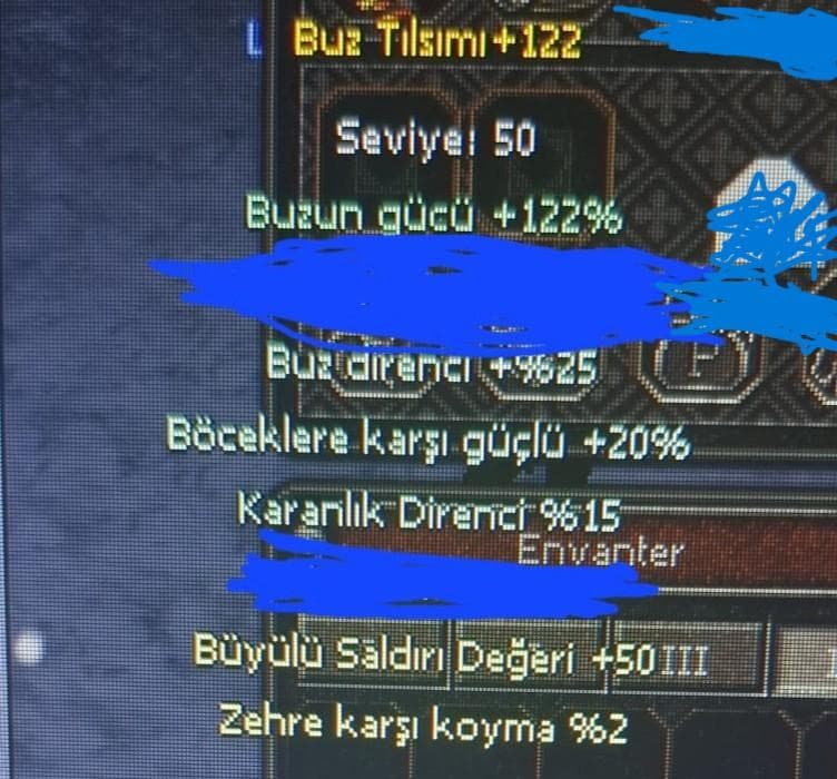 +122 buz tılsımı 50 buyu str satılır