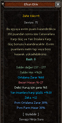 60 ORTALAMA / +9 ZEHİR / 30PVM-30ORT / YARI-DELİCİ-5.EFSUN ZEKA.