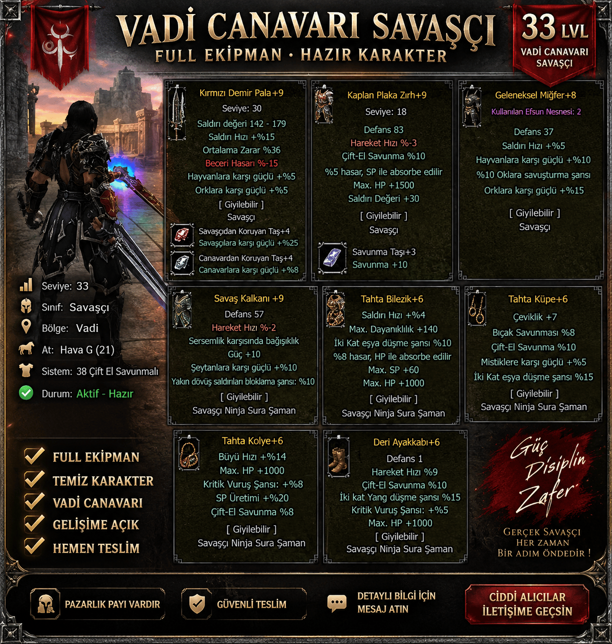 33 LEVEL ELİT VADİ CANAVARI SAVAŞÇI
