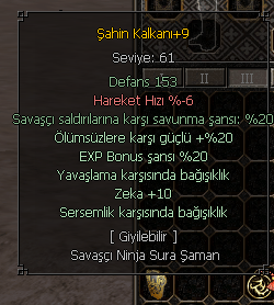 62 SV ZİHİNSEL / 4 +9 İTEMLİ / YARI İNSAN KILIÇLI