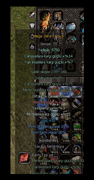ELİT +9 MEGA ZEHIR 59 ORT 12 GUC 27PVM 30 FARM HASAR +4 FARM TAŞLI
