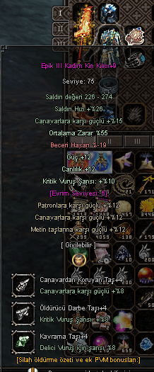 +9 KADİM KİN 6 EVRİM 20 METİNLİ 55 ORT 12 GÜÇ 10 KRİT