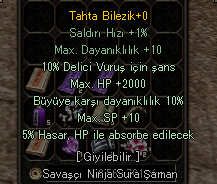 2K HP 10 BÜYÜ 10 DELİCİ 5 ABSORBE BİLEZİK