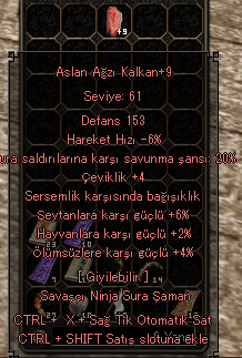 +9 SERSEMLİ ASLAN AĞZI 61LV KALKAN BEDAVAYA!!!!!!