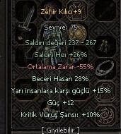 28 YARI GÜÇ KRİTİK TAM ZEHİR KILICI