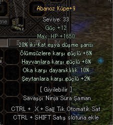 +9 ABANOZ KÜPE 20 İKİKAT 10OK 6ÖLÜMSÜZ :)