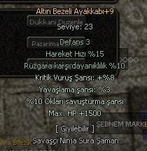 +9 ALTIN BEZELİ AYAKKABI 8 KRİTİK 1500HP ho