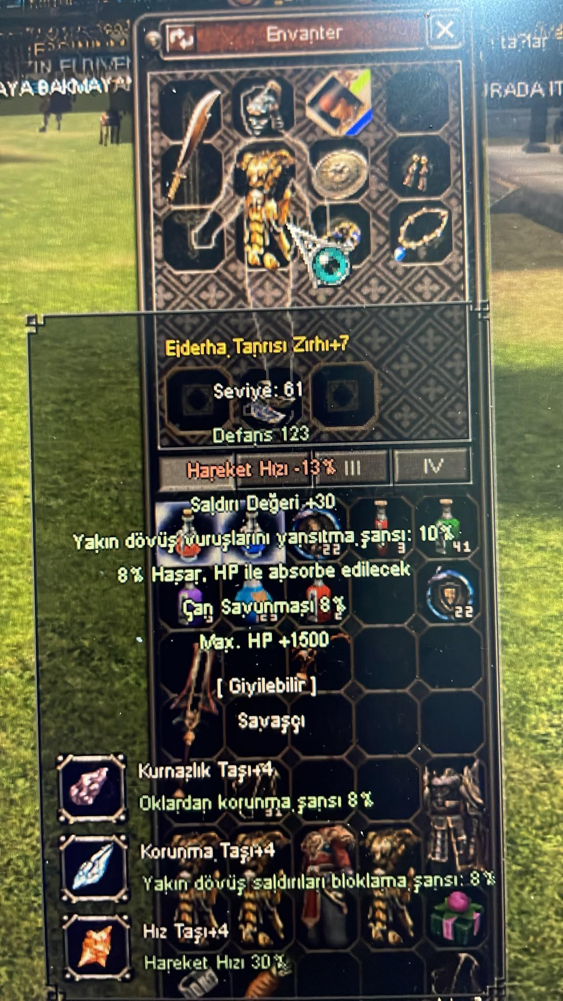 75lvl Bedensel hava g dönüşüm p iç itemler 65 ölümsüz