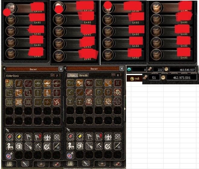 111LVL B.SİLAH/KRİTİKÇİ & 1 MAİL / 4 ID -16 ETP ÇARI - FUL FARM HESABI
