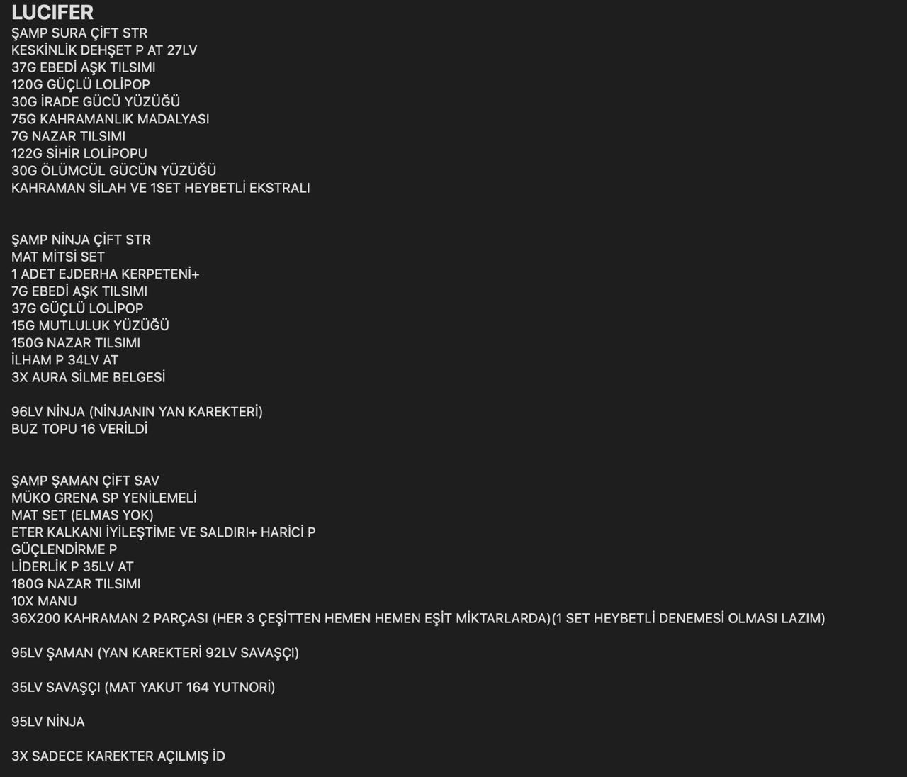 TOTAL 9 ID  3 KAREKTER BİYOLOG BİTİK  ŞAMAN NİNJA SURA  1KW+ EKSTRALI