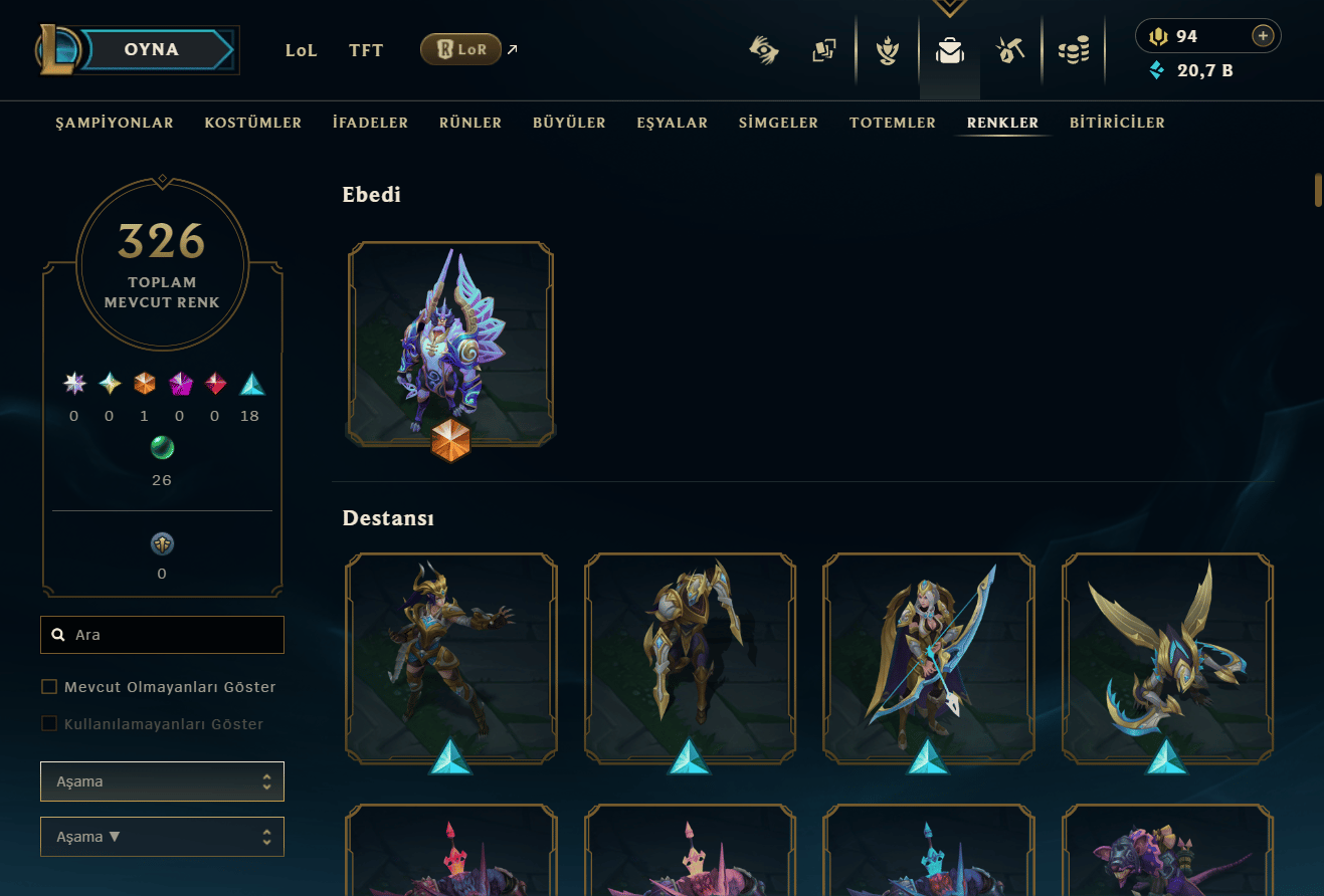 795 DEĞERLİ KOSTÜM +800 LVL +350 RENK UYGUN FİYAT