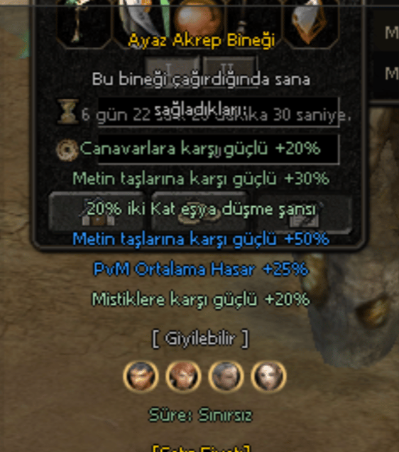 max oran efsunlu sınırsız binek 25pvm 50 metin
