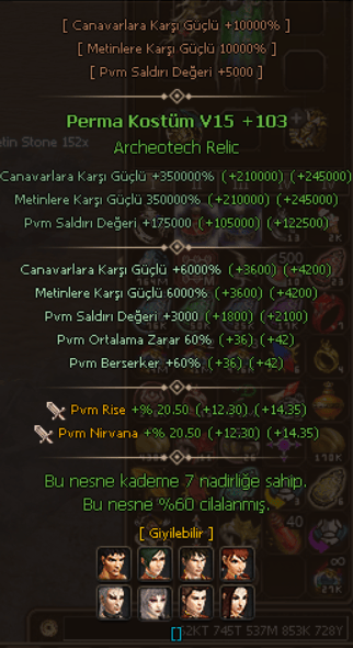 ELİT PERMA KÖSTÜM V15 +103