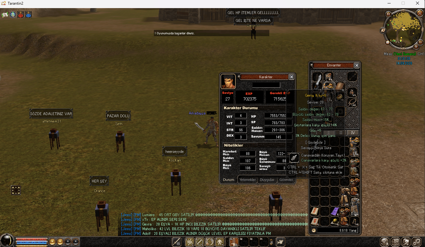 27 LVL İTEMLİ HESAP SATILIR HPLİ 7.5K HPSİ VAR