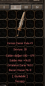 +9 Kırmızı demir pala   +9 kdp