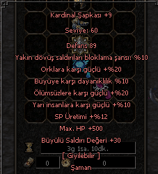 KARDİNAL ŞAPKASI EFSUNLU +9