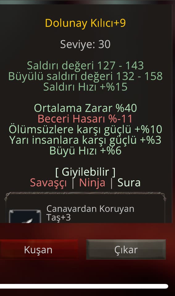 40 Ort +9 DOLUNAY KILICI 1.650 TL