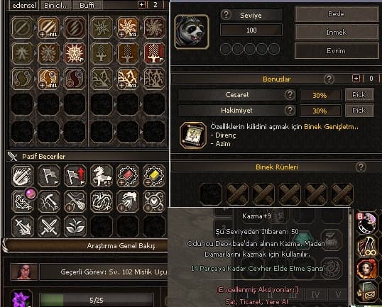 105 lvl savaşcı  +9 kazma full nesne